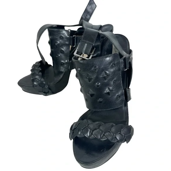 Sexy platforms with rocker edge by Pour La Victoire studded braided straps 9.5 - Picture 2 of 7